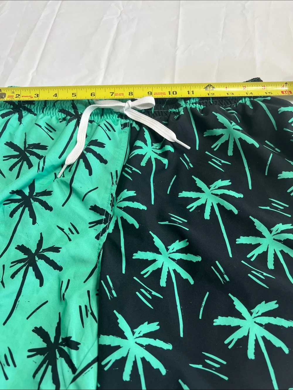 Chubbies Two-Tone Mint and Black Palm Swim Shorts